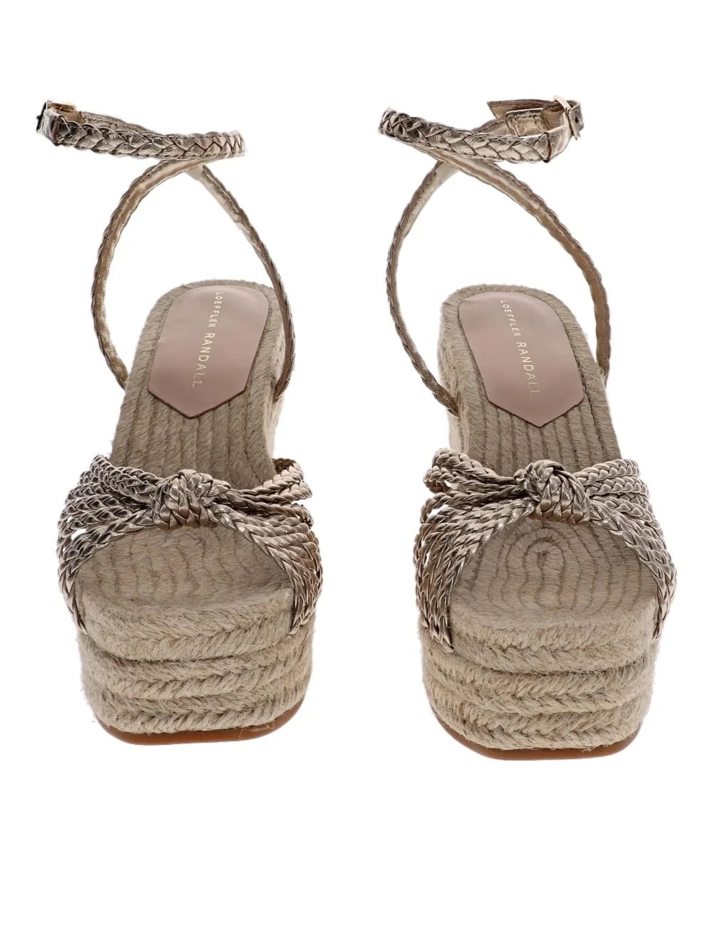 Loeffler Randall Pamela Mignon Knotted Metallic Leather Wedge Sandals 9.5 NIB - Picture 5 of 16